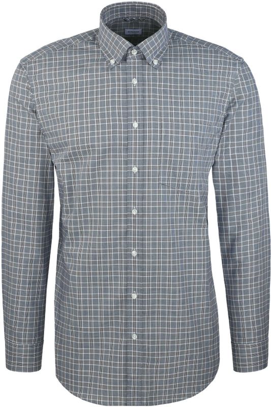 Seidensticker regular fit overhemd, popeline, blauw geruit