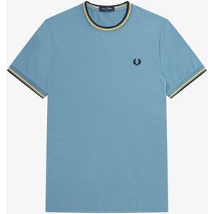 Fred Perry Twin Tipped regular fit T-shirt M1588, korte mouw O-hals, Ash Blue, blauw -  Maat: XXL