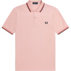 Fred Perry M3600 polo twin tipped shirt, pique, Chalky Pink / Washed Red / Black -  Maat: XL