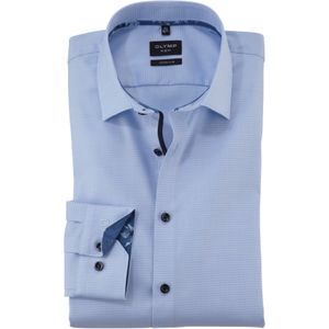 OLYMP No. 6 Six super slim fit overhemd, mouwlengte 7, structuur, lichtblauw