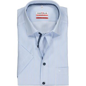 MARVELIS modern fit overhemd, korte mouw, lichtblauw met wit gestreept (contrast) 46