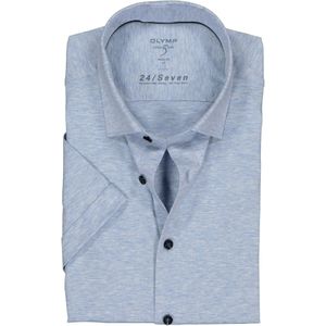 OLYMP Level 5 24/Seven body fit overhemd, korte mouw, lichtblauw tricot