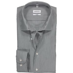 Seidensticker shaped fit overhemd, donkerblauw met wit gestreept 46