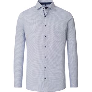 CASA MODA modern fit overhemd, popeline, blauw met wit dessin