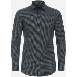 VENTI body fit overhemd, popeline, groen dessin