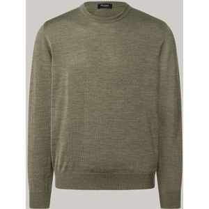 MAERZ Classic Fit heren trui met O-hals wol, olijfgroen