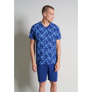 Ceceba heren shortama V-hals, donkerblauw dessin