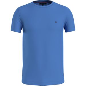 Tommy Hilfiger Stretch Slim Fit Tee, heren T-shirt korte mouw O-hals, middenblauw