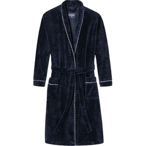 SCHIESSER dames badjas, dun bamboe badstof, donkerblauw met contrast bies -  Maat: XL