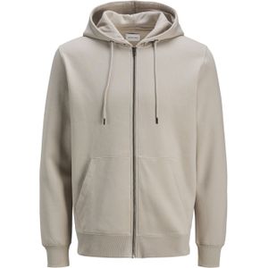 JACK & JONES Star basic sweat zip hood regular fit, heren sweatvest katoenmengsel met capuchon, beige