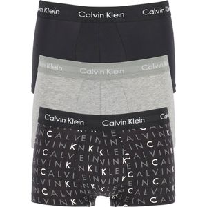 Calvin Klein low rise trunks (3-pack), lage heren boxers kort, zwart, grijs en logoprint