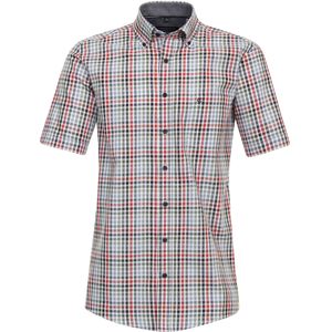 CASA MODA - Sport Comfort Fit Overhemd - Rood Geruit - Korte Mouw