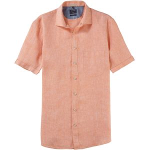 OLYMP Casual modern fit overhemd, korte mouw, structuur, mandarijngeel