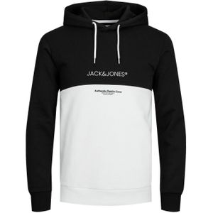 JACK & JONES Ryder blocking sweat hood regular fit, heren hoodie katoenmengsel met capuchon, zwart