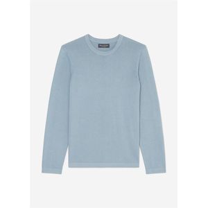 Marc O'Polo regular fit pullover, heren trui katoen met zijde met O-hals, grijsblauw (middeldik) -  Maat: L