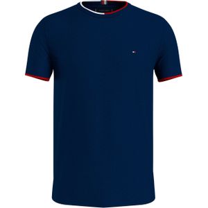 Tommy Hilfiger Rwb Tipped Pique Tee, heren T-shirt korte mouw O-hals, donkerblauw