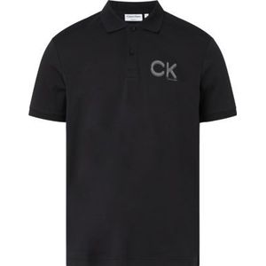 Calvin Klein Striped Chest Logo Polo, zwart -  Maat: XXL