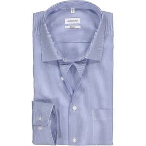 Seidensticker regular fit overhemd, blauw met wit gestreept 42