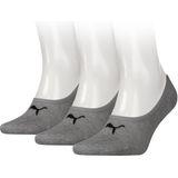 Puma Footie Unisex (3-pack), unisex onzichtbare sokken, middengrijs melange -  Maat: 43-46