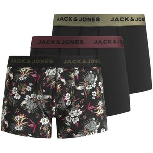 JACK & JONES Jacflower microfiber (3-pack), heren boxers normale lengte, zwart -  Maat: XL