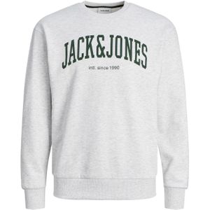 JACK & JONES Josh sweat crew neck regular fit, heren sweatshirt katoenmengsel met O-hals, wit melange