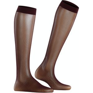 FALKE Net dames kniekousen, donkerrood (barolo)