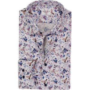 MARVELIS modern fit overhemd, mouwlengte 7, popeline, wit dessin