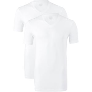 Claesen's Basics T-shirts (2-pack), heren T-shirts V-hals, wit -  Maat: L