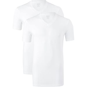 Claesen's Basics T-shirts (2-pack), heren T-shirts V-hals, wit -  Maat: XXL