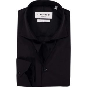 Ledub modern fit overhemd, popeline, zwart