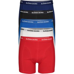 Bjorn Borg boxershorts Essential (5-pack), heren boxers normale lengte, zwart, rood, wit, blauw en kobalt blauw