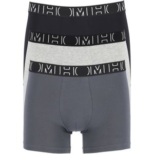 HOM Patrick #2 long boxer briefs (3-pack), heren boxers normale lengte, zwart, grijs, grijs -  Maat: L