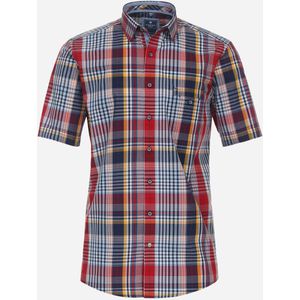3 voor 99 | Redmond comfort fit overhemd, korte mouw, popeline, rood geruit 49/50