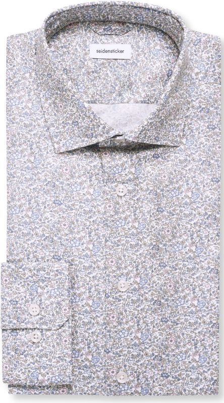 Seidensticker slim fit overhemd, popeline, blauw dessin