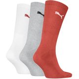 Puma Crew Sock (3-pack), unisex sokken, grijs, wit, oranje