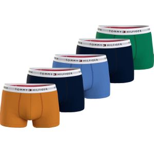 Tommy Hilfiger trunk (5-pack), heren boxers normale lengte, oranje, blauw, groen -  Maat: M