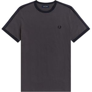 Fred Perry Tonal Tape Ringer regular fit T-shirt M3658, korte mouw O-hals, zwart -  Maat: L