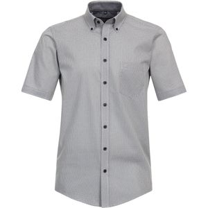CASA MODA Sport casual fit overhemd, korte mouw, popeline, wit met blauw en bruin dessin