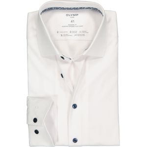 OLYMP 24/7 modern fit overhemd, mouwlengte 7, twill, wit (contrast) 39
