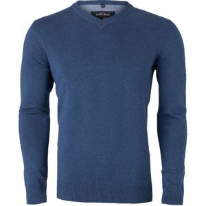 MARVELIS heren trui katoen, V-hals, jeans blauw melange