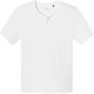 SCHIESSER Mix+Relax T-shirt, korte mouw O-hals met knoopjes, wit -  Maat: 3XL