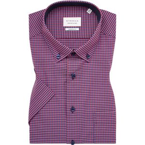 ETERNA modern fit overhemd korte mouw, popeline, roze geruit (contrast) 44