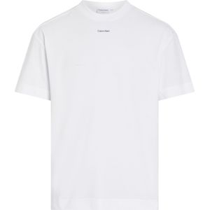 Calvin Klein Nano Logo Interlock T-shirt, heren T-shirt korte mouw O-hals, wit -  Maat: XXL