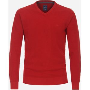 Redmond heren trui katoen, V-hals, rood (middeldik) -  Maat: L