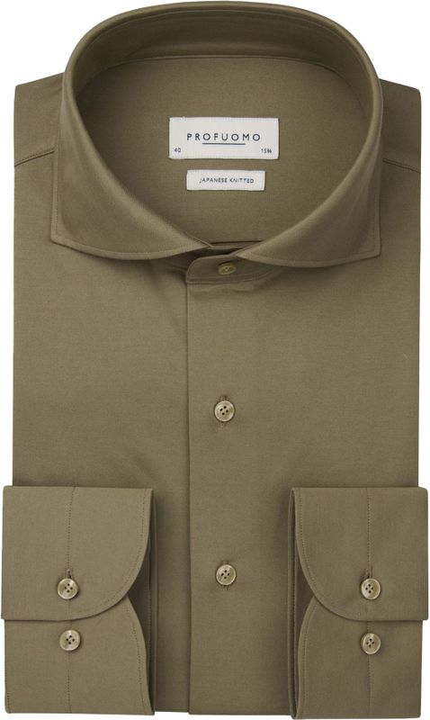 Profuomo - Slim Fit - Heren Overhemd - Groen - Jersey