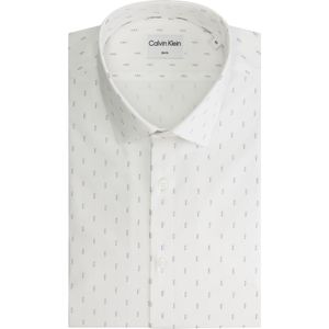 Calvin Klein slim fit overhemd, Poplin Leaf Print Slim Shirt, wit dessin 41