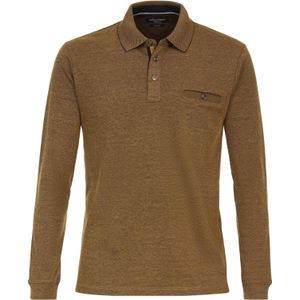 CASA MODA comfort fit polo lange mouw, geel gestreept -  Maat: XXL