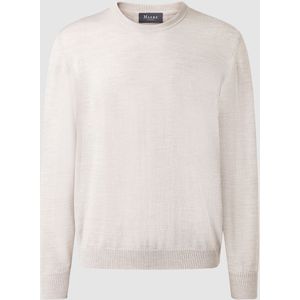MAERZ Classic Fit heren trui met O-hals wol, offwhite