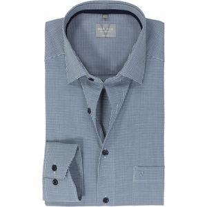 MARVELIS comfort fit overhemd, popeline, donkerblauw met wit mini ruitje