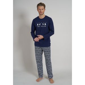 TOM TAILOR heren pyjama O-hals, middenblauw dessin -  Maat: XL